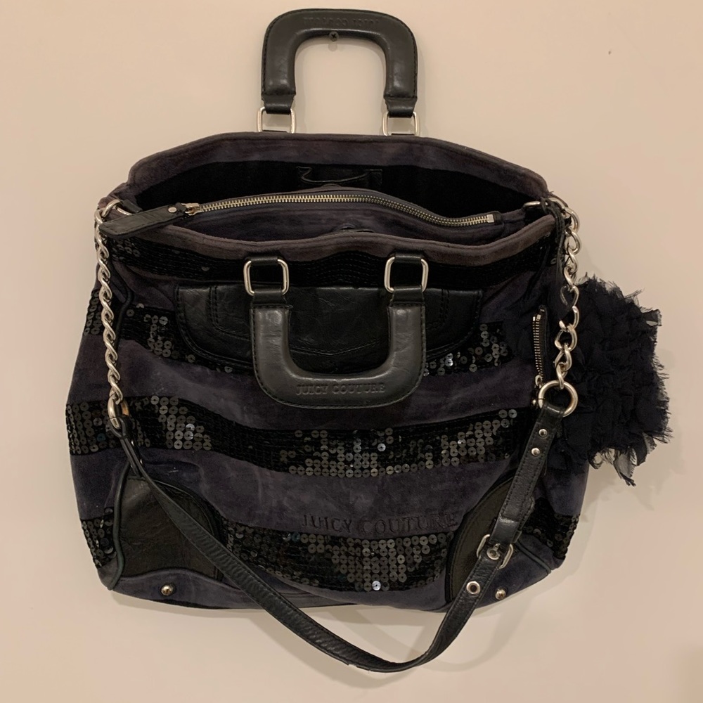 Juicy couture sequin stripe velour bag. Large
